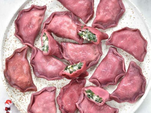 image of pink pierogi